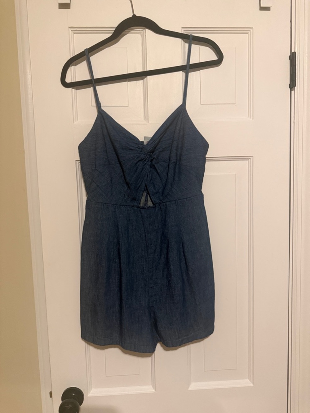 Old Navy Blue Denim-Style Tie Detail Romper